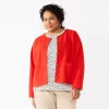 Plus Size Croft & Barrow® Collarless Knit Jacket