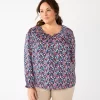 Plus Size Croft & Barrow® Ruffle Neck Blouse