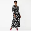 Women's Croft & Barrow® Three Quarter Sleeve Ruffle Hem Maxi Dress