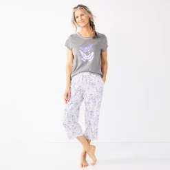 Women's Croft & Barrow® Short Sleeve Pajama Top & Capri Pajama Pants Sleep Set -Croft & Barrow Online Store 5839151 ALT2