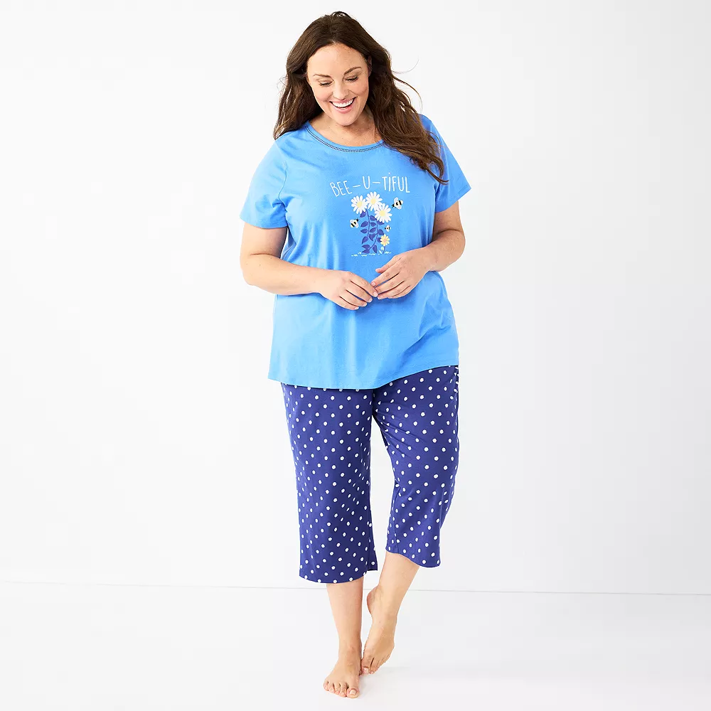 Plus Size Croft & Barrow® Short Sleeve Pajama Top & Capri Pajama Pants Sleep Set 1 Plus Size Croft & Barrow® Short Sleeve Pajama Top & Capri Pajama Pants Sleep Set