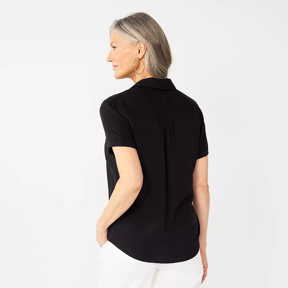 Women's Croft & Barrow® Woven Camp Shirt 2 Women's Croft & Barrow® Woven Camp Shirt - Image 2