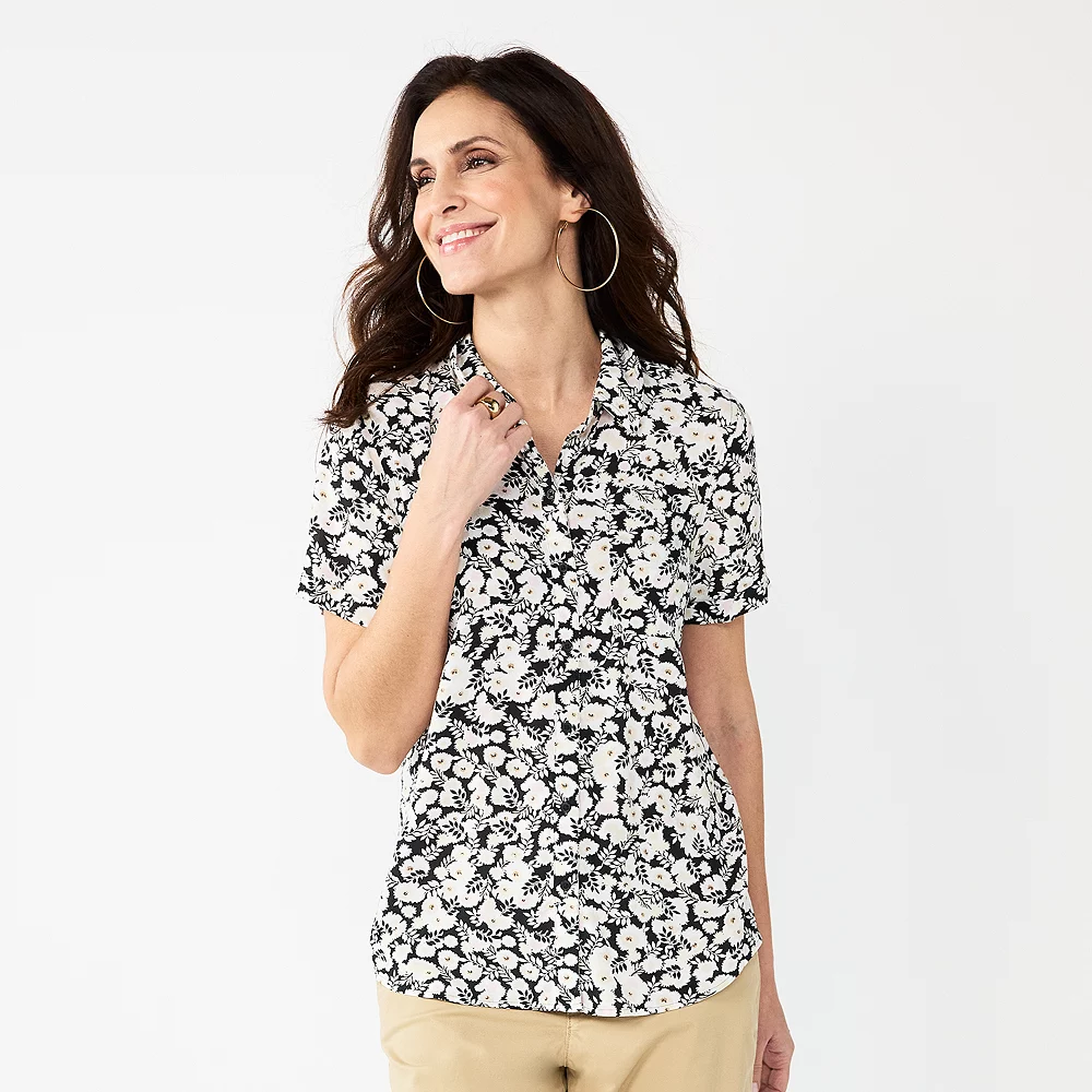Women's Croft & Barrow® Woven Camp Shirt 1 Women's Croft & Barrow® Woven Camp Shirt