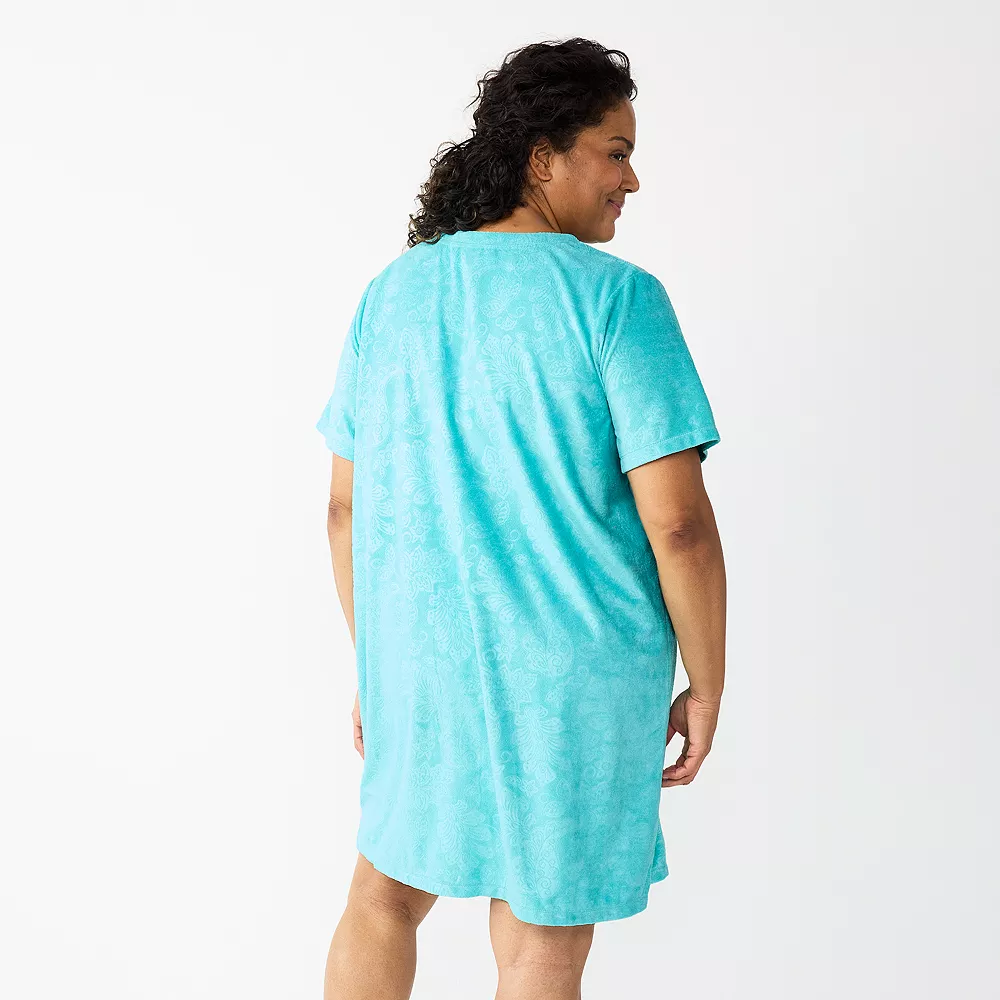 Plus Size Croft & Barrow® Short Sleeve French Terry Zip Robe 2 Plus Size Croft & Barrow® Short Sleeve French Terry Zip Robe - Image 2