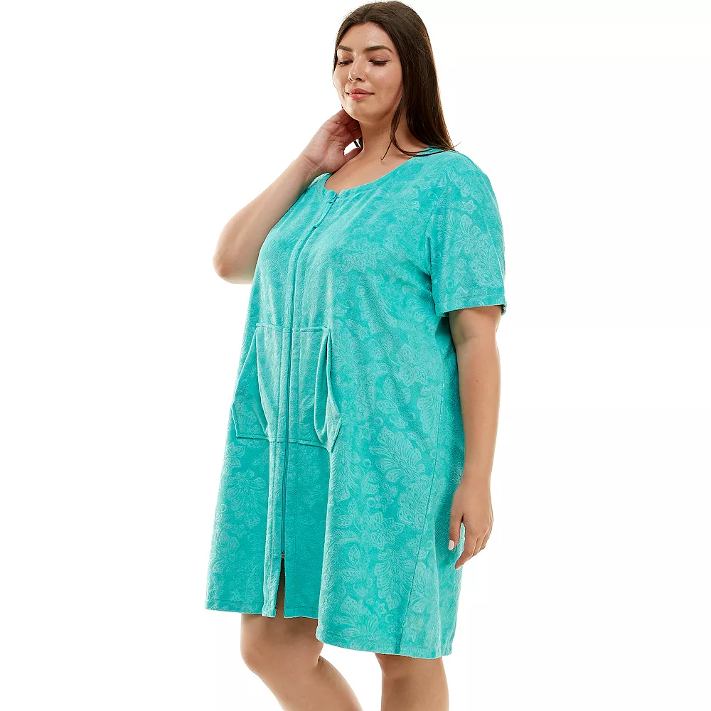 Plus Size Croft & Barrow® Short Sleeve French Terry Zip Robe 3 Plus Size Croft & Barrow® Short Sleeve French Terry Zip Robe - Image 3