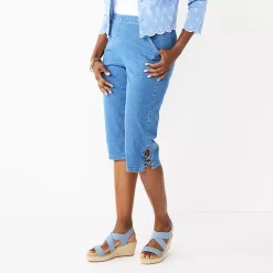 Croft & Barrow Online Store 13 Women's Croft & Barrow® Lattice-Hem Pull-On Mid-Rise Skimmer Jeans